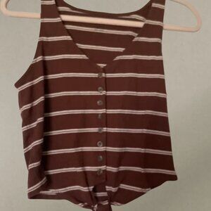 American Eagle Outfitters Chocolate Striped Button Tank